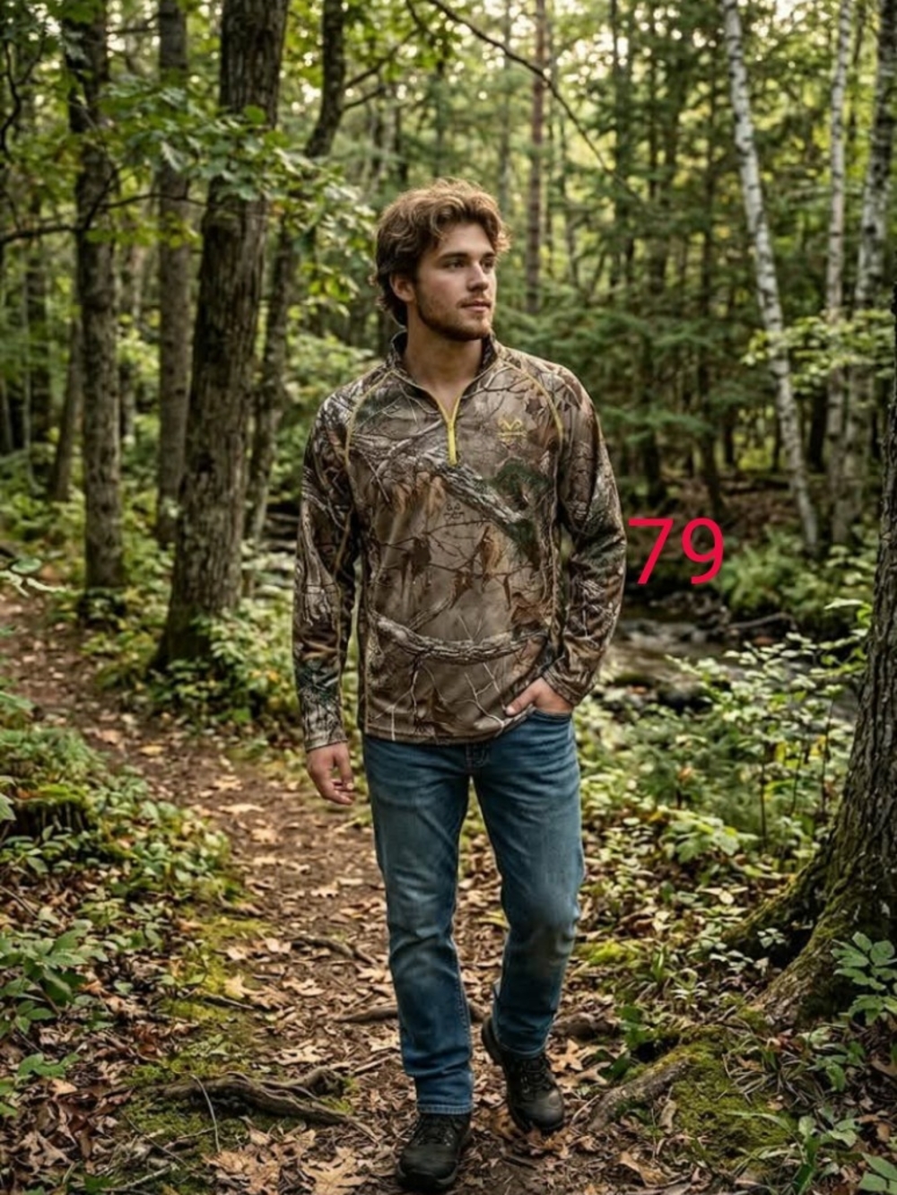 Realtree Men's Brown & Green Camo Quarter-Zip SIZE L